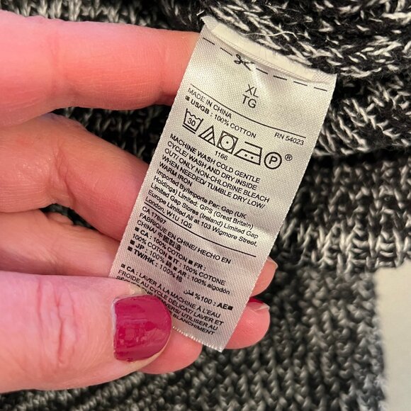 GAP Women Black and White 100% Cotton Textured Mockneck Sweater, XL - Picture 8 of 8